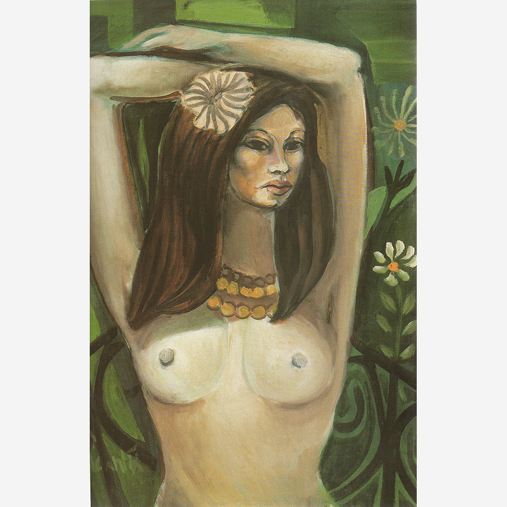 Mulher com Colar e Flor no Cabelo
