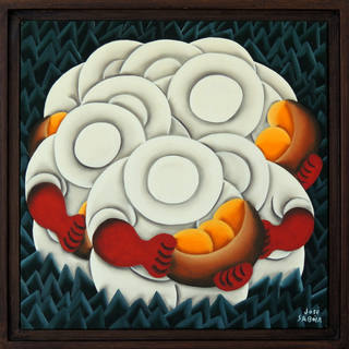 José Sabóia - José Sabóia – Colheita com Chapéus – Ast – 30 X 30 cm