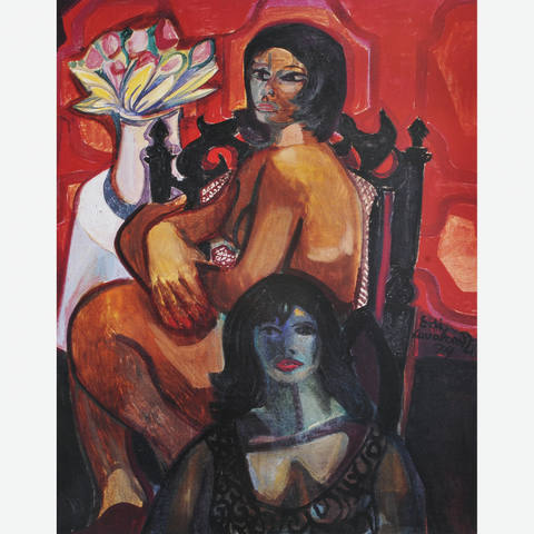 Mulata e Vaso com Flores