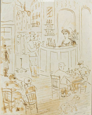 Emiliano di Cavalcanti - Cena de café Parisiense