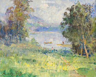 Manoel Santiago - Paisagem com lago