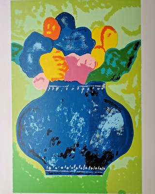 Aldemir Martins - Vaso azul com flores