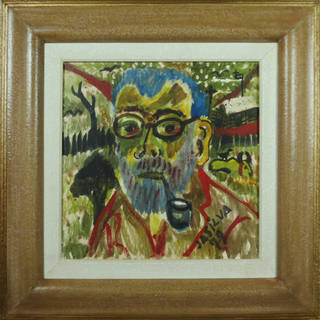 José Antônio da Silva - Figura com Cachimbo e Paisagem ao Fundo