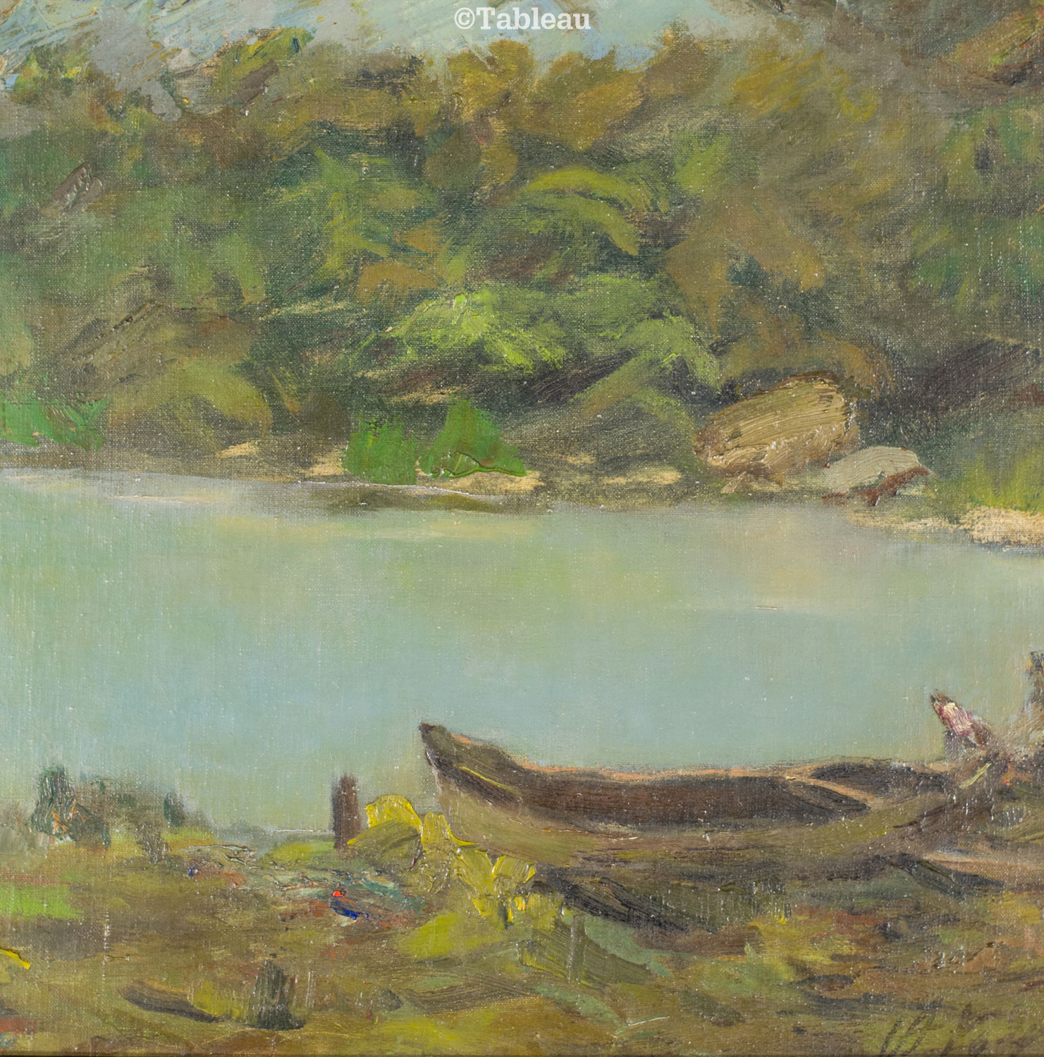 Paisagem com pescadores e barco