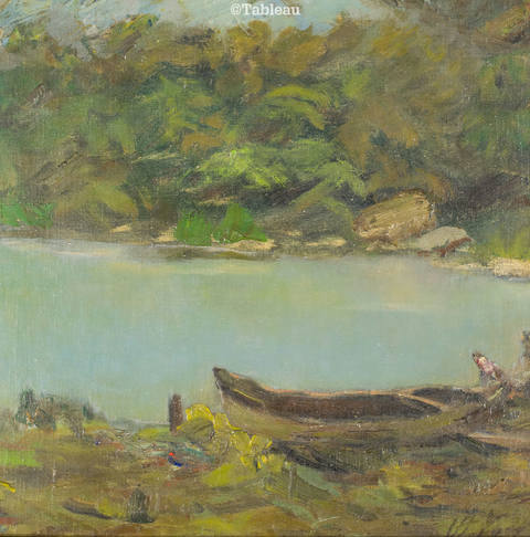 Paisagem com pescadores e barco