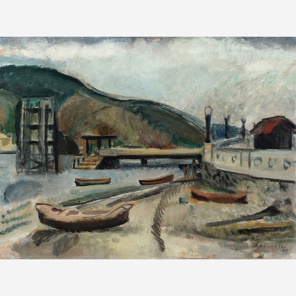 Aldo Bonadei - Barcos no cais