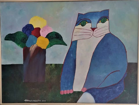 Gato e flores