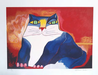 Aldemir Martins - Gato Fundo Vermelho
