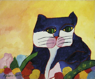 Aldemir Martins - Gato azul e plantas