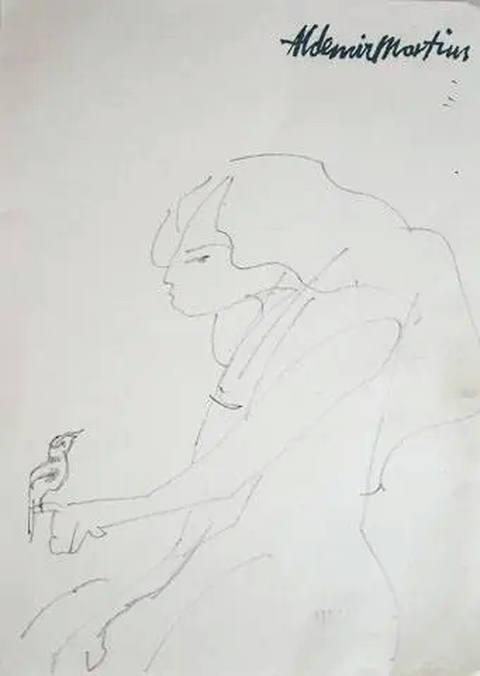 Menina com pássaro - Dec. 70
