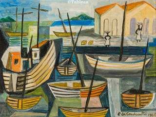 Emiliano di Cavalcanti - Paisagem com barcos