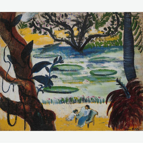 Figuras na Paisagem com Lago e Vitórias Regias