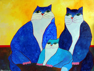Aldemir Martins - Família de Gatos Azuis