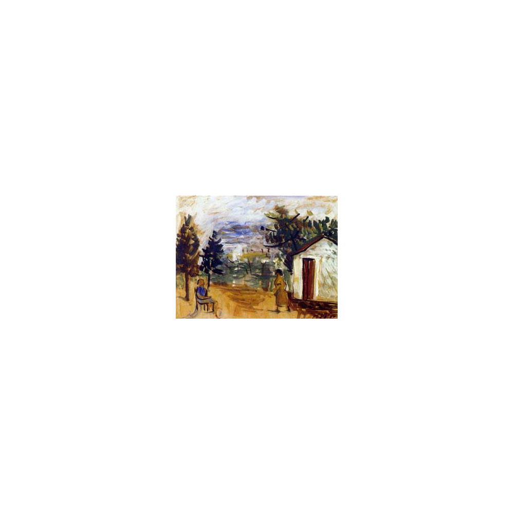Alfredo Volpi - Paisagem com Figuras,(Década c.40)