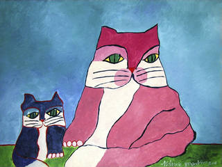Aldemir Martins - Gatos, azul e rosa