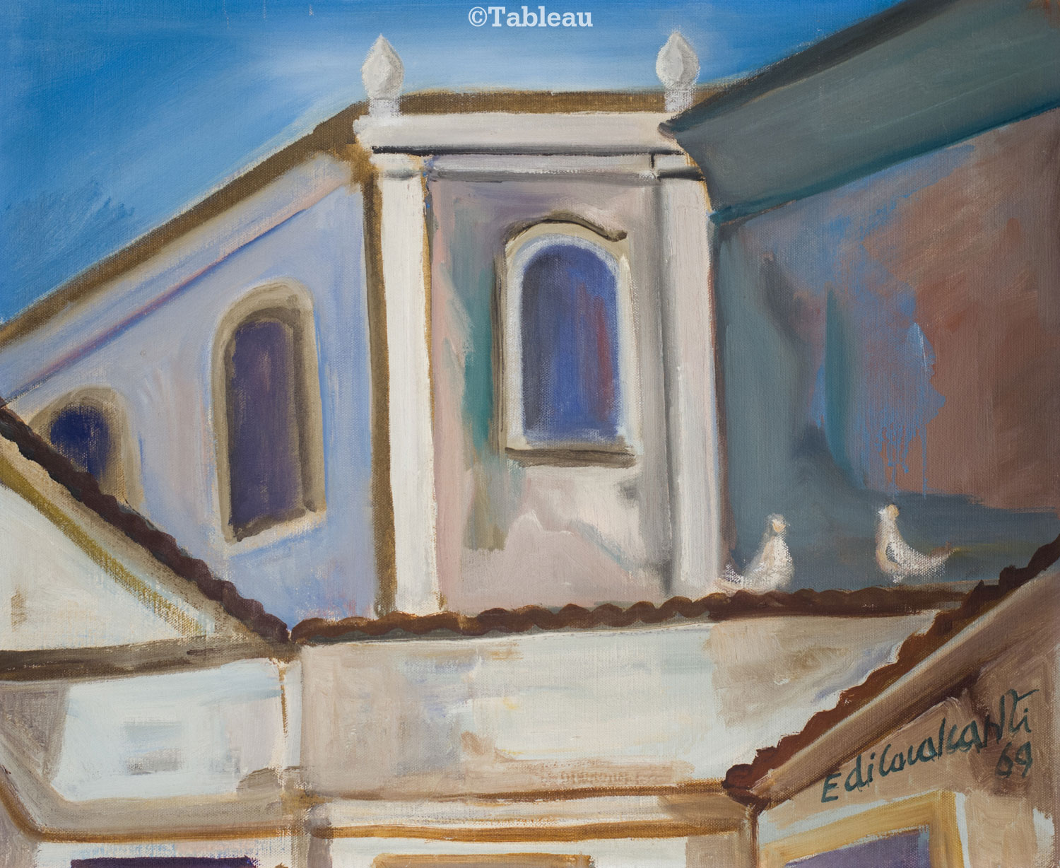 Telhados com pombos