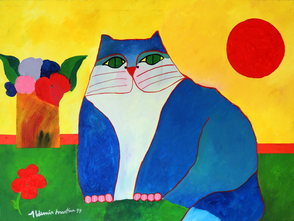 Aldemir Martins - Gato Azul com Vaso