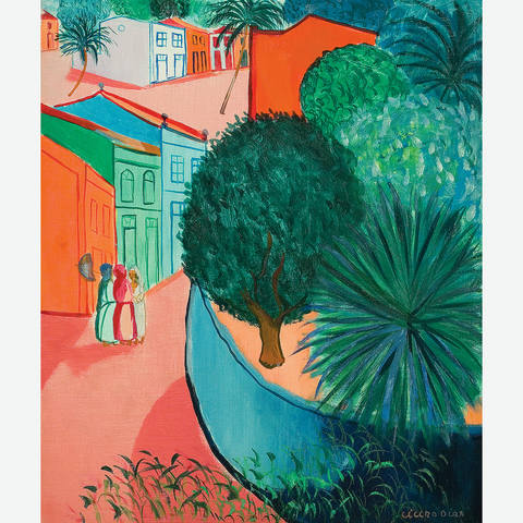 Paisagem urbana com mulheres