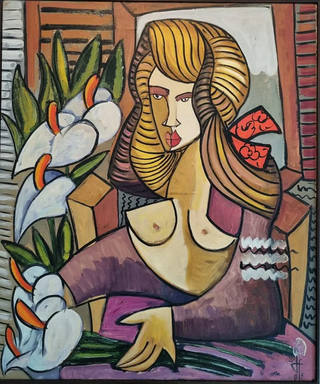 Jesús Fuertes - Figura feminina e antúrios