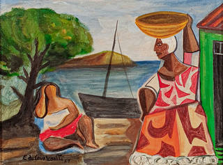 Emiliano di Cavalcanti - Marinha com duas figuras