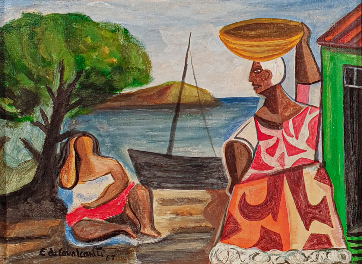 Emiliano di Cavalcanti - Marinha com duas figuras