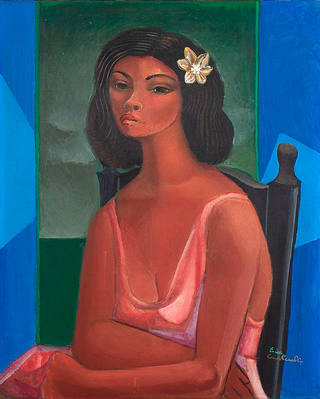 Emiliano di Cavalcanti - Mulher com Flor no Cabelo
