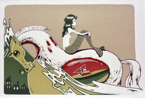Composição com Sereia. Serigrafia sob a tiragem de nº 95 de 100. Ass. cid