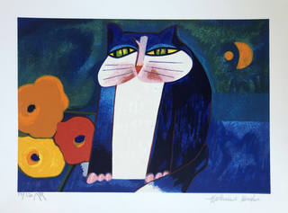 Aldemir Martins - Gato com Flores