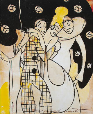 Emiliano di Cavalcanti - Pierrô, Arlequim e Colombia, ( C. 1920 )